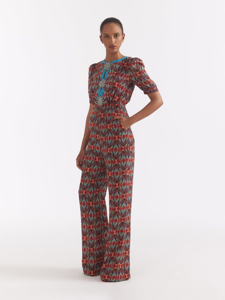 Topaz silk Jamie jumpsuit