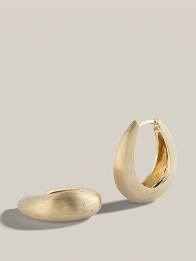 Lucy Delius Satin finish gold dust oval hoops at Collagerie