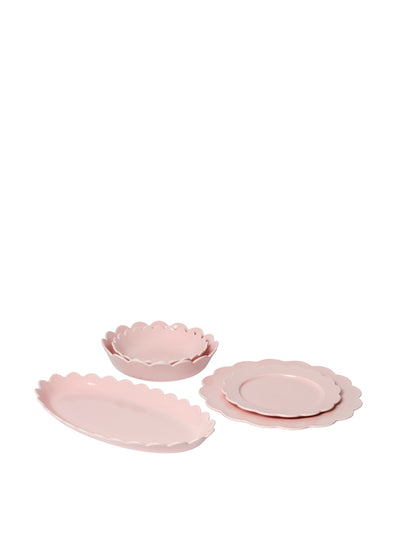 In The Roundhouse Pink scallop dining set - 17 pieces at Collagerie