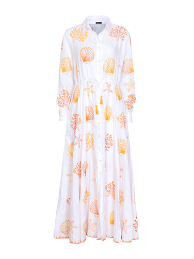 Oramai Amalfi long dress x saheli coral embroidery dress at Collagerie