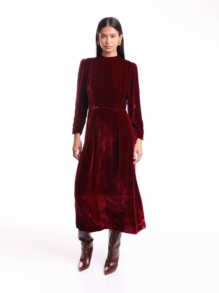 Sonia burgundy velvet dress