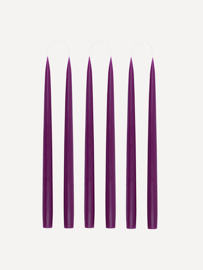 Rebecca Udall Danish taper candles in heather, set of 6 at Collagerie