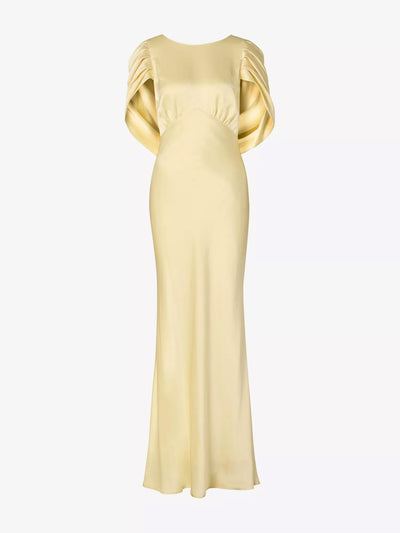 Malina Louise draped-back satin maxi dress at Collagerie