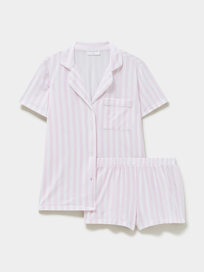 Stripe & Stare Pale pink stripe short pyjama set at Collagerie