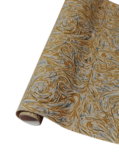 The Kensington Paperie Mustard Marble gift wrap roll at Collagerie