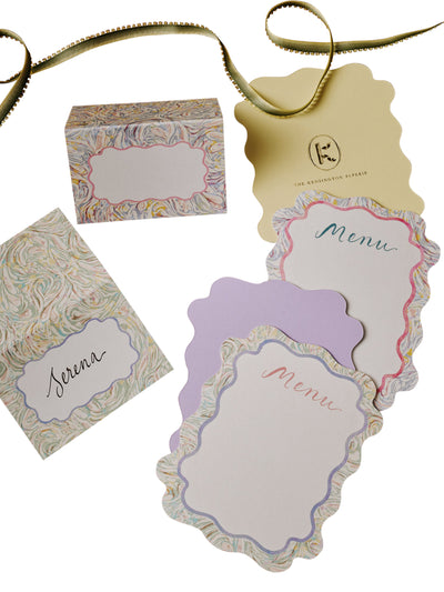 The Kensington Paperie Marble menu and placecard set at Collagerie