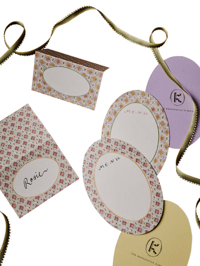 The Kensington Paperie Neville Chain menu and placecard set at Collagerie