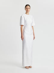 Sidres dress in optic white embossed cloque