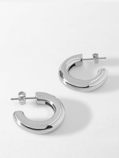 Edge of Ember Silver chunky hoop earrings at Collagerie