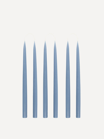 Rebecca Udall Danish taper candles in slate blue (set of 6) at Collagerie