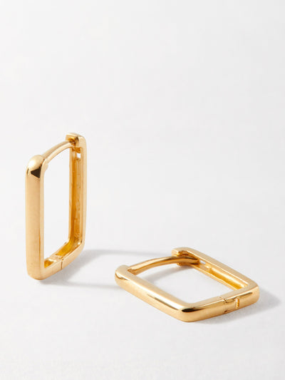 Edge of Ember Yellow gold angled hoop earrings at Collagerie