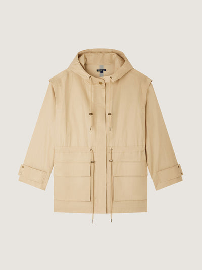 Soeur Beige cotton canvas hooded parka at Collagerie