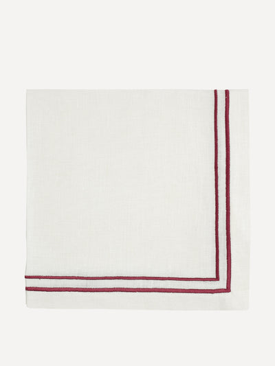 Rebecca Udall Burgundy Sophie classic two cord napkin at Collagerie