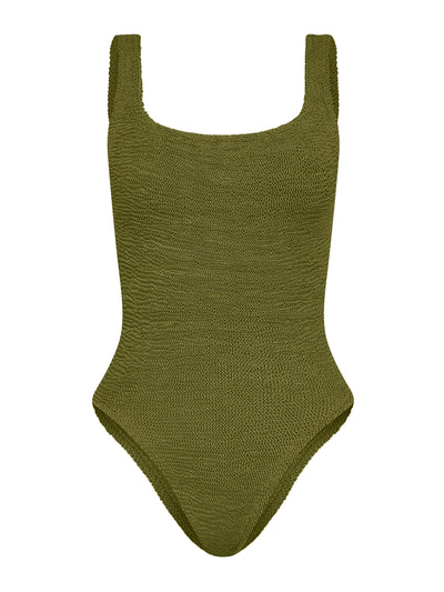 Hunza G Metallic moss Square Neck swimsuit at Collagerie