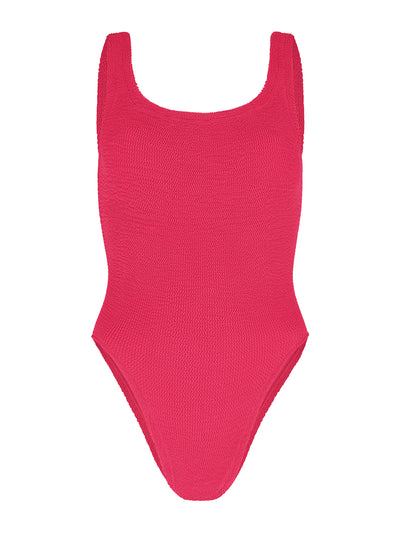 Hunza G Metallic raspberry Square neck swimsuit at Collagerie