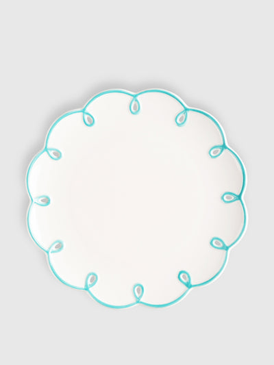 Maison Margaux Turquoise edged squiggle starter plates, set of 4 at Collagerie