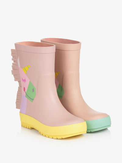 Stella McCartney Kids Pink unicorn rain boots at Collagerie