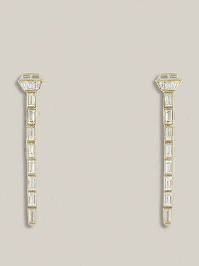 Lucy Delius The Lucky One long diamond earrings at Collagerie