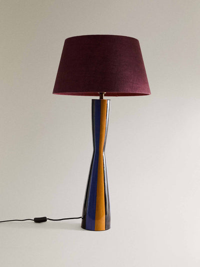 Zara Home x Collagerie Table lamp with striped base at Collagerie