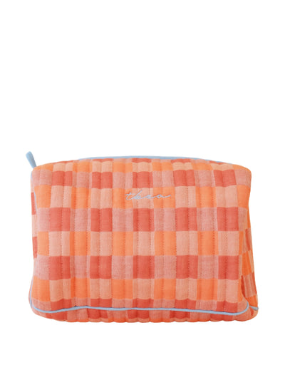 TBCo Apricot checkerboard  cotton wash bag at Collagerie