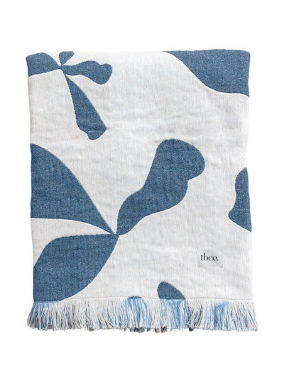 TBCo Blue abstract cotton throw at Collagerie