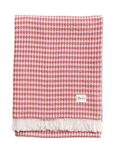 TBCo Pink argyle cotton throw at Collagerie