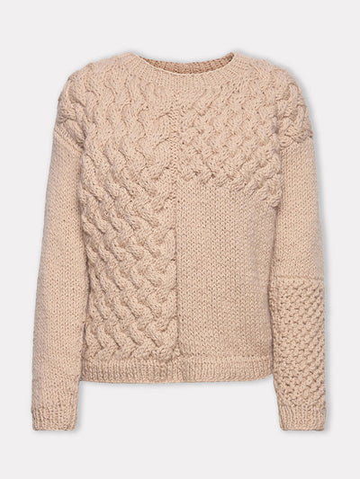 The Knotty Ones Heartbreaker beige alpaca and wool sweater at Collagerie