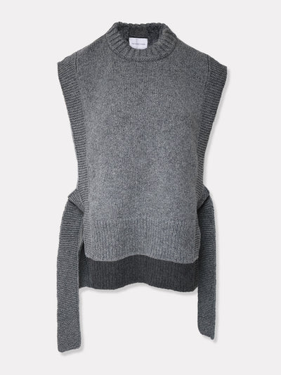 The Knotty Ones Kalvos dove grey merino wool vest at Collagerie