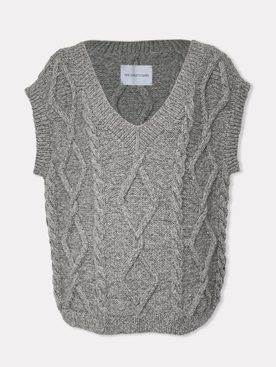 The Knotty Ones Laimė cloud grey alpaca wool and cotton vest at Collagerie