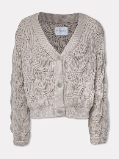 The Knotty Ones Nemunas silver grey merino wool cardigan at Collagerie