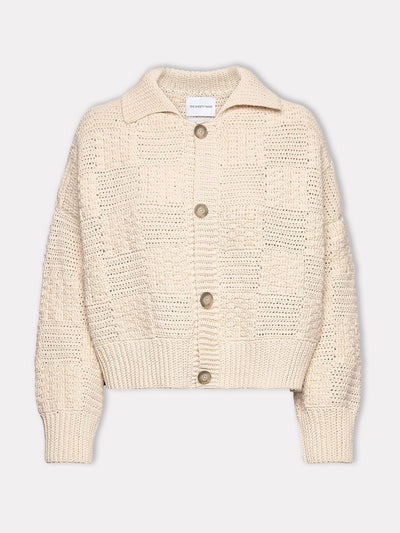 The Knotty Ones Prietema oat milk crochet cotton jacket at Collagerie