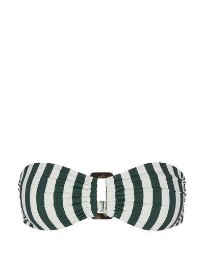 Anemos Green vertical stripes tortoise bandeau bikini top at Collagerie