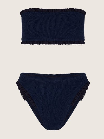 Hunza G Navy Tracey frill bikini at Collagerie