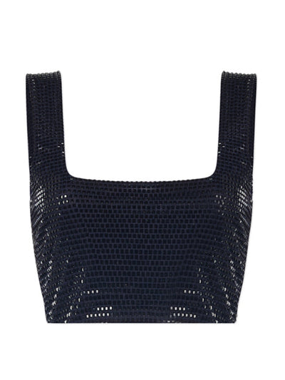 Galvan Crystal Icon navy/jet crop top at Collagerie