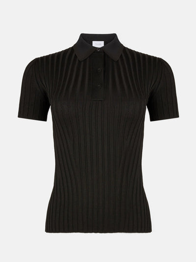 Galvan Rhea lounge short sleeve black henley top at Collagerie