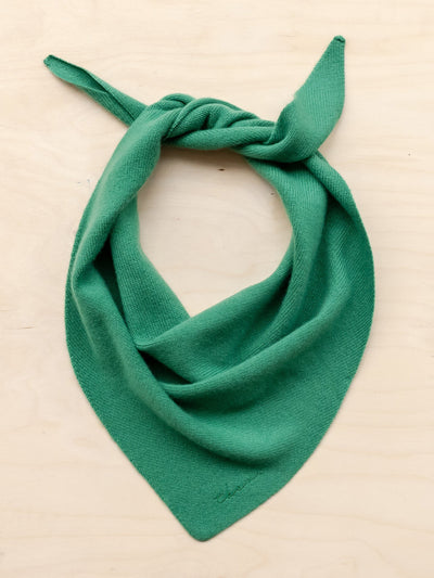 TBCo Merino triangle scarf in green at Collagerie