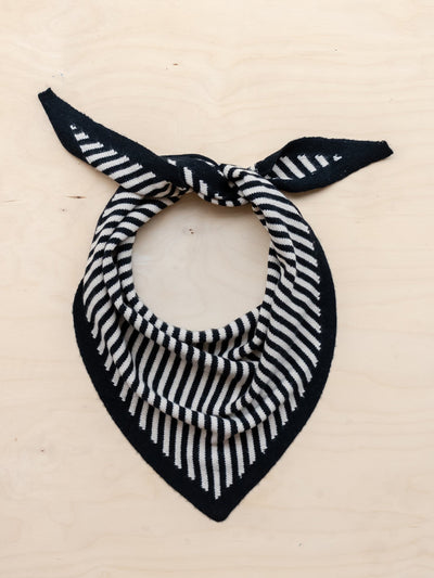 TBCo Merino triangle scarf in black stripe at Collagerie