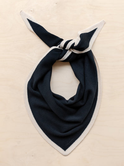 TBCo Large merino triangle scarf in black and cream at Collagerie