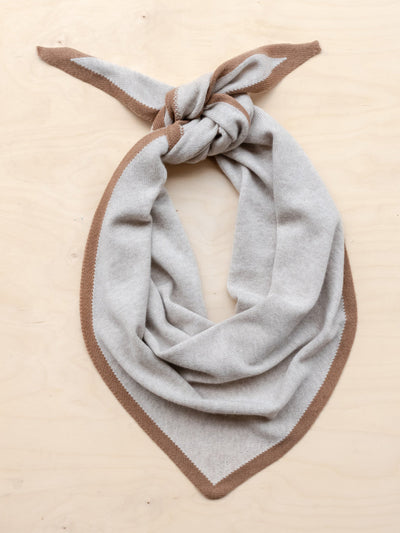 TBCo Large merino triangle scarf in oatmeal and camel at Collagerie