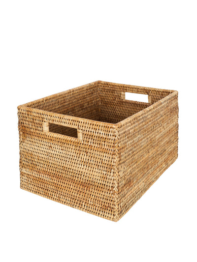 Rebecca Udall Rattan tall rectangular storage baskets in natural at Collagerie