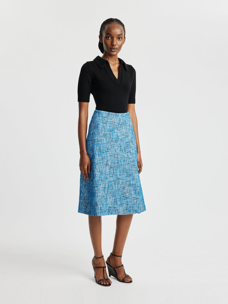 Tamsyn skirt in blue cotton tweed