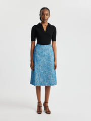 Tamsyn skirt in blue cotton tweed  Emilia Wickstead    - Collagerie