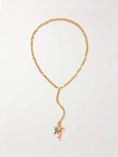 Roxanne Assoulin The Apertivo gold-tone, enamel, turquoise and pearl necklace at Collagerie