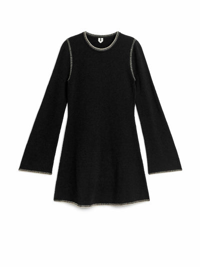Arket Black blanket stitch knitted dress at Collagerie