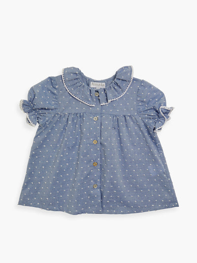 Amaia Blue plumetis terry blouse at Collagerie