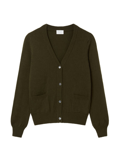 Navygrey The cardigan in moss at Collagerie