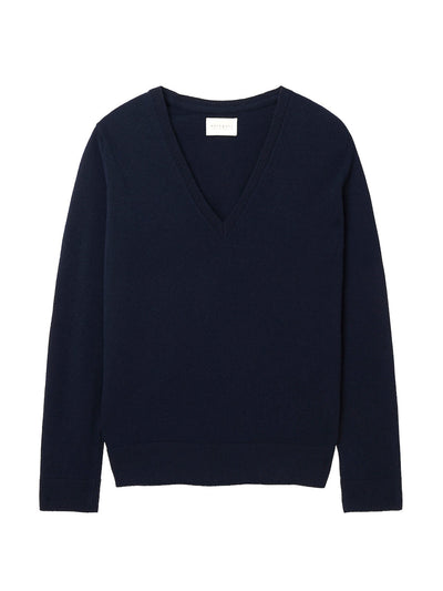 Navygrey Navy Classic v neck jumper at Collagerie