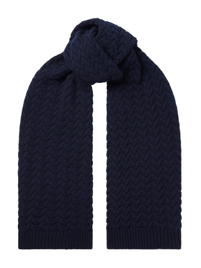 Navygrey The border cable scarf in navy at Collagerie