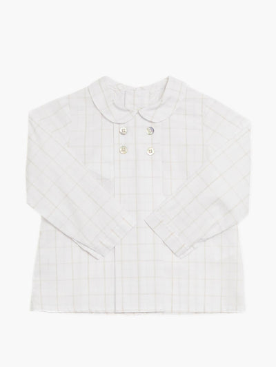 Amaia Beige and blue checked Thomas shirt at Collagerie
