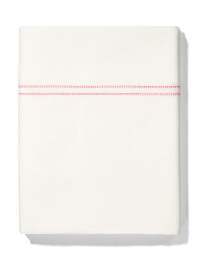 Volga Linen Top sheet hemstitch, pink at Collagerie